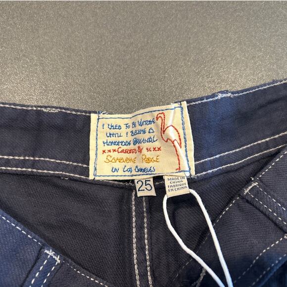 Free People x Sandrine Rose Pinstripe Knee Patch Jeans - Picture 6 of 9